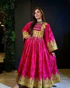 Fabricantes profesionales de alta calidad de las mujeres hechas a mano Tribal Vintage AFGHAN KUCHI vestidos bordado patrón hasta el suelo - Product Image 4