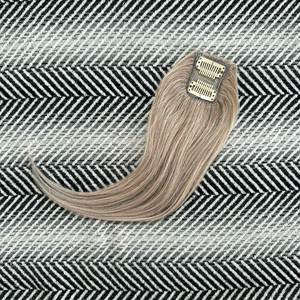 <b>Clip</b>-<b>In</b> Remy Indian Human Hair <b>Bangs</b> with Layers 12 Inches Cool Beige Blonde #17 Volumizing Hair Extensions - Product Image 3