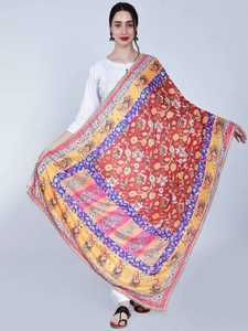 Indian Pakistani Ethnic Polyester Shawls Multi-Color <b>Dupatta</b> Traditional <b>Scarf</b> Handmade Embroidery Breathable Windproof - Product Image 2