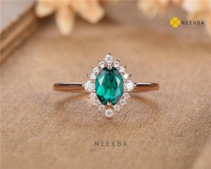 Anillo de Esmeralda cultivado en laboratorio de corte ovalado de 5*8mm, anillo de Plata de Ley 925 Esmeralda verde con forma ovalada, anillo de Esmeralda verde, regalo de aniversario - Product Image 5