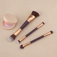 Kinlly – Kit de 9 pinceaux de maquillage professionnels pour le visage, avec poils doux mélangés et manche en aluminium durable, pour estomper les imperfections