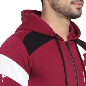 Sudadera con capucha para hombre, con cremallera completa, estilo colorblock, informal, deportiva, con cordón, manga larga - Product Image 3
