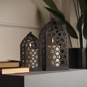 Hot Selling Ramadan Tabletop Home <b>Decorations</b> Metal Moroccan Large Candle Pillar Holder Lanterns - Product Image 2