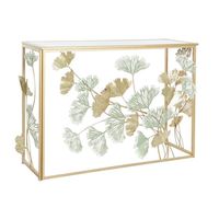 Tables consoles rectangulaires modernes en métal et verre avec design feuilles pour la maison et le bureau