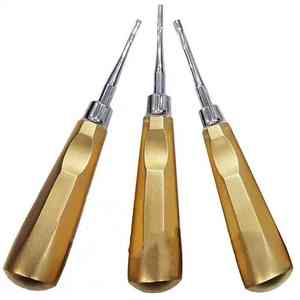 Juego de Elevadores de Raíces Dentales Manuales Caronia, Recubiertos de Plasma de Titanio Dorado, Acero Inoxidable, Uso Quirúrgico, Clase I, Certificado CE - Product Image 2