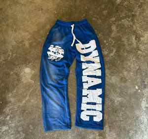 Pantalon de jogging surdimensionné en coton éponge français pour hommes, lavage foncé, décontracté, coupe ample, jambe large Double taille Pantalon de survêtement lourd - Product Image 1