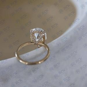 1.80 CTW poire coupe Trio ensemble Moissanite bague pour femme/côté fiançailles baguette coupe en argent bague pour femme - Product Image 2