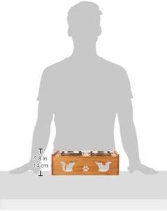 Elevated <b>Dog</b> Cat <b>Bowls</b>, <b>Raised</b> Pet Feeder Solid Bamboo <b>Stand</b> Perfect for Cats and Small <b>Dogs</b> (4 <b>Bowls</b> Incline) - Product Image 3