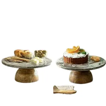 Atas permintaan dudukan kue kayu kualitas Premium buatan tangan mewah kue berdiri bentuk bulat meja terjangkau dudukan kue