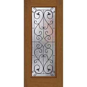 Inserts décoratifs en verre de porte Full Lite 24 "X 66" Kit de verre et de cadre en fer forgé gracieux - Product Image 2