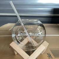 Verres à Cocktail Personnalisés en Verre Borosilicate Soufflé Main avec Support en Bois Transparent pour Mariage Fête Bar Restaurant