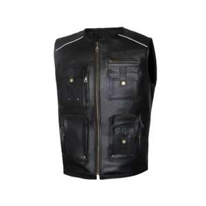 Gilet en cuir pour hommes de qualité supérieure avec poches à boutons et veste d'hiver au design avec logo personnalisé vente en gros - Product Image 6