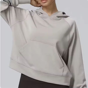 Sudadera con Capucha Corta y Holgada para Mujer, Estilo Informal, Suave, para Yoga y Ejercicio, Otoño-Invierno - Product Image 1