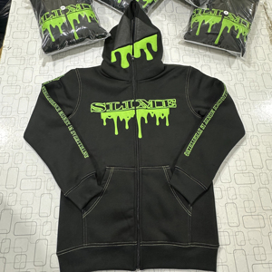 Sudadera con capucha de alta calidad 100% algodón, personalizada, con cremallera completa, con estampado digital y parches, transpirable, para hombre, para invierno - Product Image 1