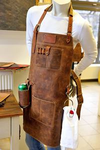 High Quality <b>Waterproof</b> Leather <b>Apron</b> for Men & Women Personalized Customizable BBQ Woodworking Chefs Model LPN-0083B - Product Image 4