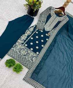 Chinon Sequence Work Top Sharara avec Dupatta Ethnic Wear pour femme - Product Image 3