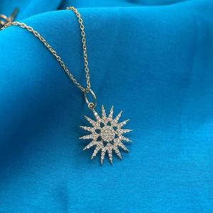 14k Sun Lab Grown Diamant Pendentif Or Massif Lab Grown Diamant Collier De Mariage Femmes Collier Pour Anniversaire Bijoux - Product Image 3
