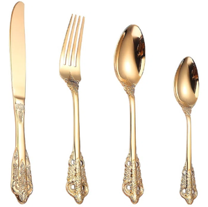 Gold Plated Wedding Silverware Wholesale High Elegant Luxury Dinnerware Cutleries Set <b>Flatware</b> In Affordable Prices - Product Image 1
