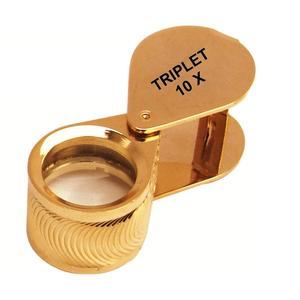 Loupes pour bijoutiers 10X Types de triplets 18mm Loupe grossissante plaquée or pour l'inspection des pierres précieuses, des diamants, outils - Product Image 6