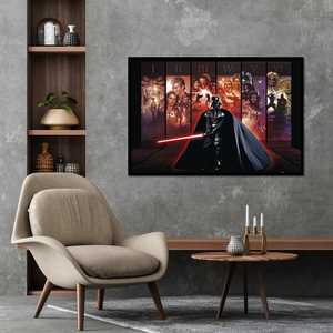 Affiche Hexalogy Star Wars de style moderne, en toile, avec cadre noir, représentant Darth Vader - Product Image 1