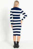 Robe en tricot à col rond pour femmes, manches longues, rayée flexible, ceinture chaude, détail, haute qualité, hiver, nouvelle mode, services OEM