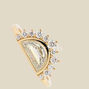 Luna Original Moissanite Lab-Grown Anillo de compromiso de diamante natural Oro Plata Media Luna Rodio Boda Banda para fiestas de mujeres - Product Image 6