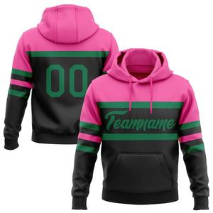 Pull-over de sport personnalisé cousu noir Kelly Green-Pink Line Sweat-shirt à capuche - Product Image 1