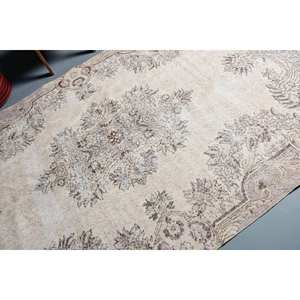 Alfombra turca Vintage Beige-Marrón 5,5X9,2 pies Tejido plano de lana con patrón de retazos para decoraciones de sala de estar Uso de pasillo - Product Image 5