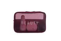 Pochette de voyage portable transparente avec fermeture éclair pour maquillage et articles de toilette, personnalisable avec logo, en nylon maillé transparent