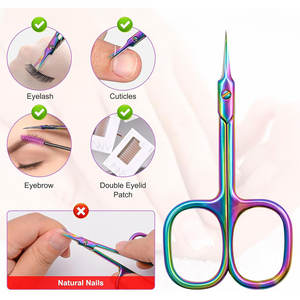 Tijeras de Manicura Extra Finas con Hoja Curva, Tijeras para Cutículas Super Delgadas con Punta Puntiaguda para el Cuidado de Cejas y Pestañas, Caja Colorida - Product Image 3