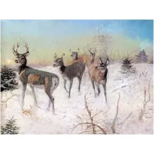 Winter Deer Art Accent Tile Mural Cocina y baño Fregaderos Pared Backsplash Cerámica - Product Image 1
