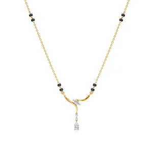Collar Mangalsutra con Diamantes en Forma de Gota de Crepúsculo - Joyería Coleccionable Cultural - Product Image 1