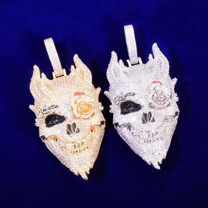 Collar con Colgante de Calavera de Demonio con Incrustaciones de Moissanita VVS con Certificación GRA Premium, Chapado en Oro sobre Plata 925, Joyería Brillante - Product Image 1