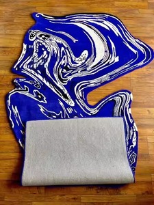 Tapis en laine tufté à la main de style persan de haute qualité marron bleu moderne tapis de salle à manger à la maison avec une hauteur de pile élevée - Product Image 4