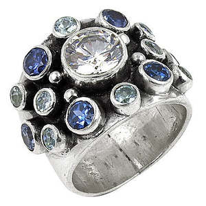 Anillo de cóctel Art Palace Marquise y corte geométrico de plata 925 chapado en rodio con piedra natural para mujer, joyería llamativa - Product Image 1