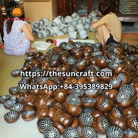 Cuencos de cáscara de coco pulidos y engrasados al por mayor vajilla de alta calidad cuenco de coco natural hecho a mano más vendido