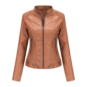 Brand New Ladies Fashion Jackets Classic Women&#39;s Genuine Lambskin Real Leather Jacket Slim Fit Biker Jackets