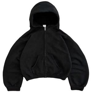 Sweat à capuche zippé hiver surdimensionné Streetwear capuche technique lavée brodé imprimé - Product Image 1