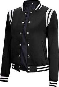 Veste universitaire sur mesure pour femmes, style baseball, lettres de l'école secondaire, OEM, satin uni, polyester teint, coupe-vent - Product Image 6