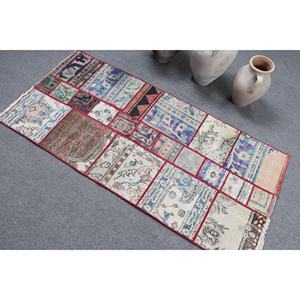 Alfombra Turca Vintage, Alfombra de 2.6x5.4 pies, Alfombra de Lana con Degradado Rojo y Azul - Product Image 4