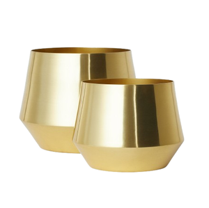 Juego de 2 macetas de interior modernas para decoración de sala de estar y jardín, maceta de Metal chapada en oro para decoración de bodas - Product Image 1