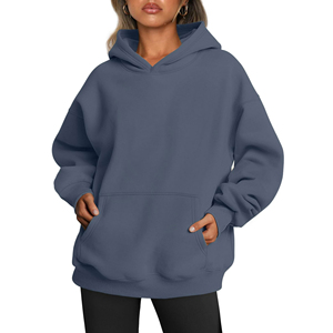 100% coton français éponge décontracté femmes à capuche respirant poids lourd hiver goutte-épaule tricoté grande taille sweats à capuche pour les femmes - Product Image 1