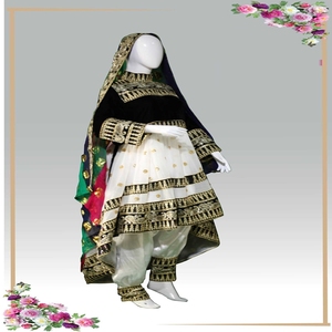 Robes afghanes brodées à la main pour femmes de couleur vert foncé à bas prix et à bas quantité minimale de commande - Product Image 6