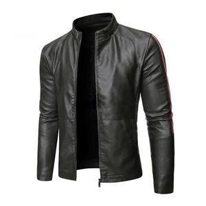 Vestes en cuir pour hommes fabriquées en usine avec étiquettes personnalisées Taille confortable et col montant Offres Spéciales tissu de toile à bas prix - Product Image 3