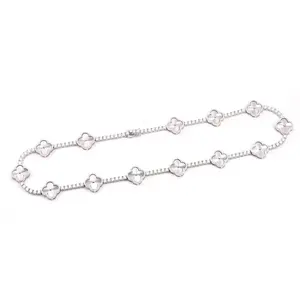 Cadena de Tenis de Plata de Ley 925 de Lujo con Trébol de Cuatro Hojas y Diamantes Moissanite VVS, Joyería Masculina de Moda - Product Image 3