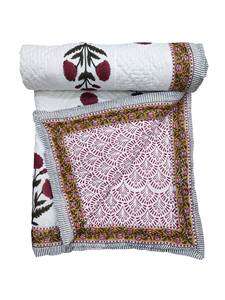 Indian Hand Block Print Cotton <b>Quilts</b> Kantha Floral <b>Quilt</b> Indian <b>Queen</b> King <b>Size</b> Handmade Reversible Blanket At Best Price - Product Image 3