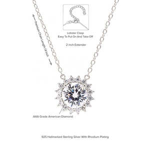 Elegante colgante de plata 925 y Diamante americano de 1,25 quilates con cadena Colección de collares de diamantes elegantes - Product Image 4