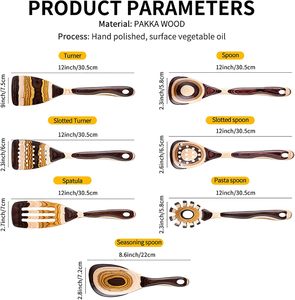 Juego de utensilios de cocina modernos de madera de Pakka marrón, los más vendidos, de alta calidad, con mango largo, diseño personalizado, cucharas de cocina ecológicas, gratis - Product Image 5