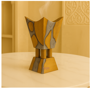Brûleur à Bakhoor en bois d'acacia et résine époxy, design 2026, artisanal moderne, Mubkhar, encens arabe, encens de luxe, personnalisable, haut de gamme - Product Image 5