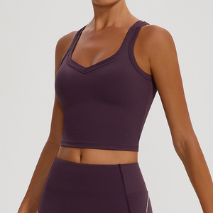 เสื้อกล้ามออกกำลังกายถักนิตติ้งไซส์ใหญ่ ขายดี แห้งเร็ว มีบราในตัว ขายส่ง เสื้อโยคะ - Product Image 2